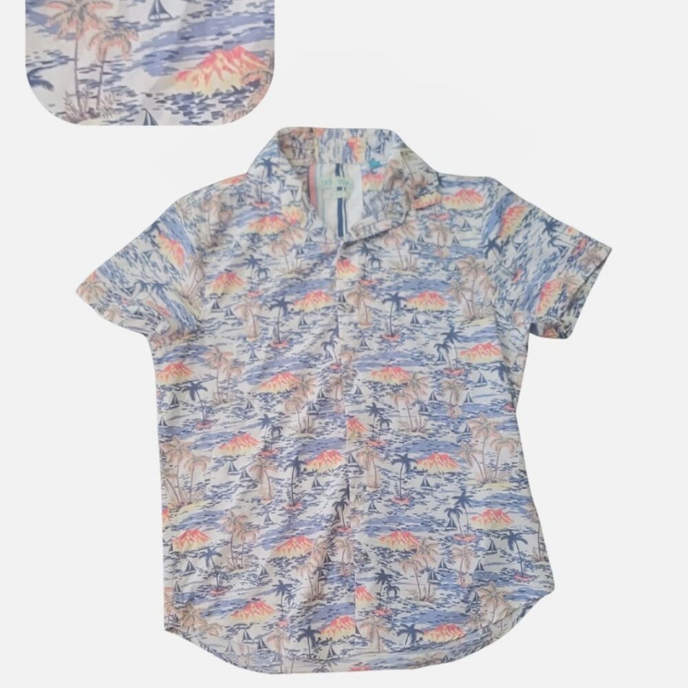 Mens Printed Collared Button Down Shirt Sz S Tenth + Ocean